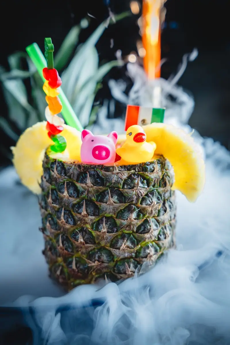 Pineapple cocktail with a sparkler